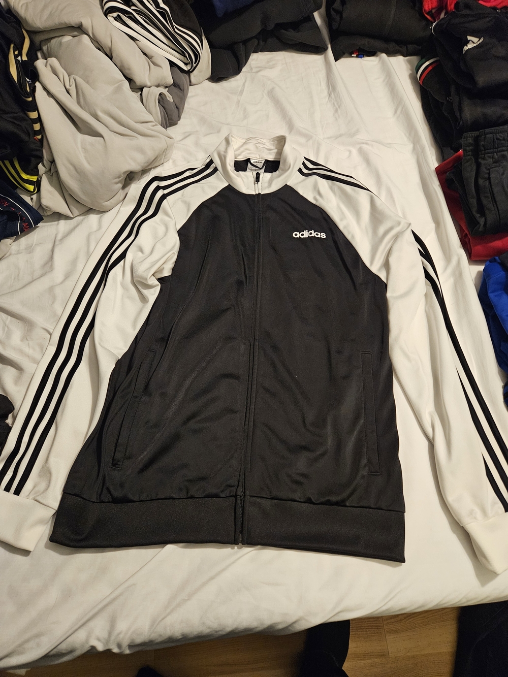 adidas Black and White Bomber-Style Track Jacket